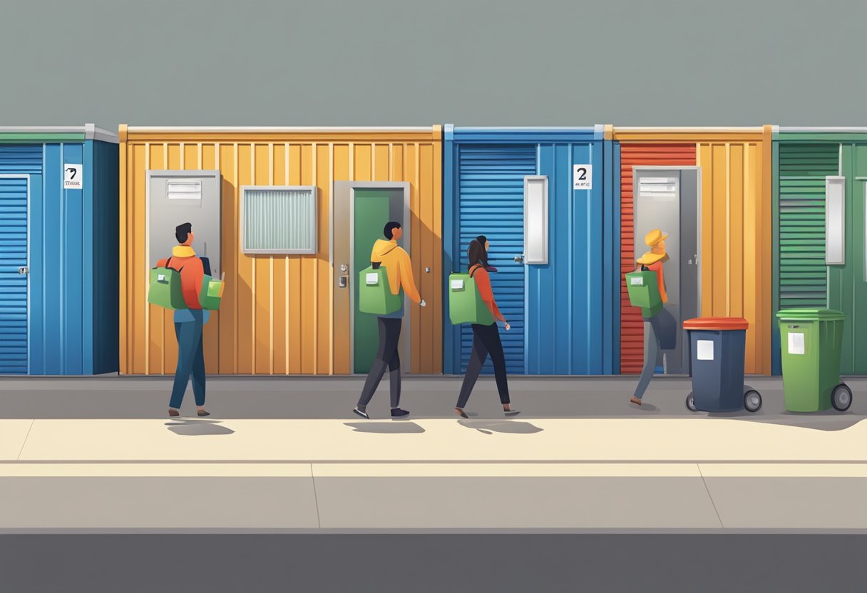 A group of people using their self storage units